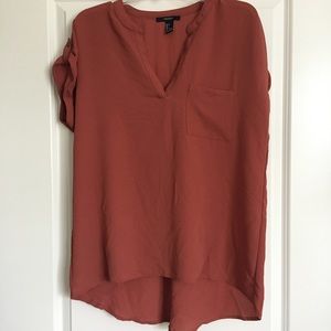 Burnt orange High low Short Sleeve blouse